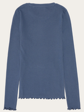 Charger l'image dans la galerie, T-shirt à manches longues froufroutées - Rib long sleeve vintage indigo