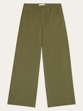Charger l'image dans la galerie, Pantalon jambes larges - Posey mid-rise wide slub cropped pants burned olive