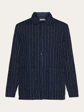 Charger l&#39;image dans la galerie, Chemise en lin rayée - Striped linen overshirt stripe navy
