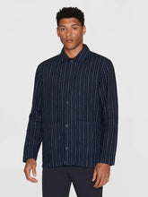 Charger l&#39;image dans la galerie, Chemise en lin rayée - Striped linen overshirt stripe navy
