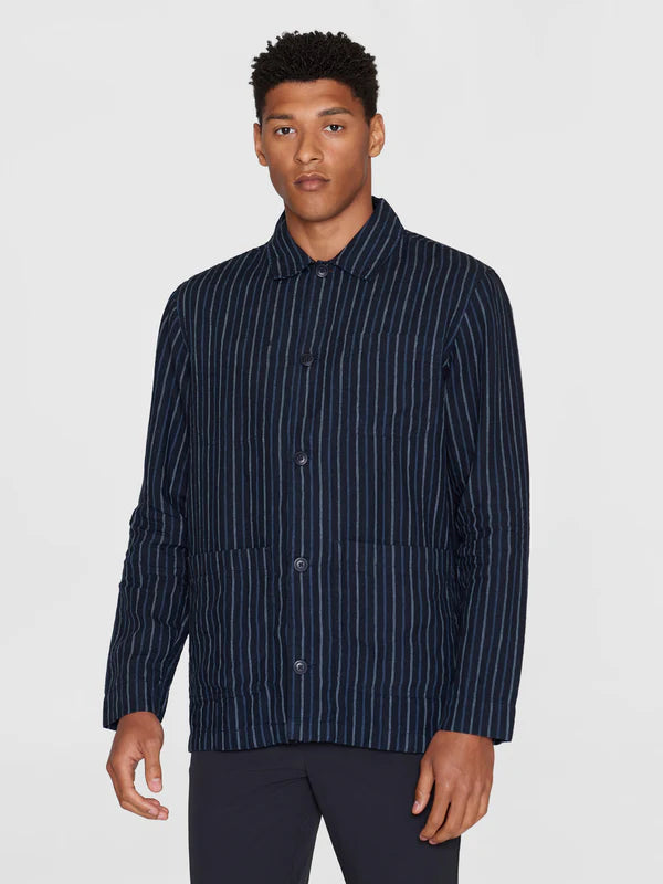 Chemise en lin rayée - Striped linen overshirt stripe navy