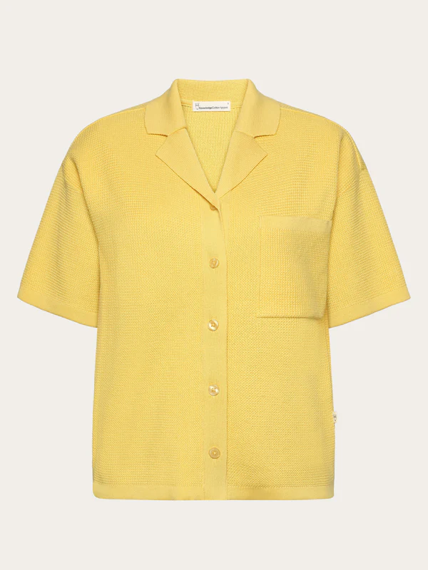 T-shirt boutonné - Boxy short sleeve knitted shirt yarrow