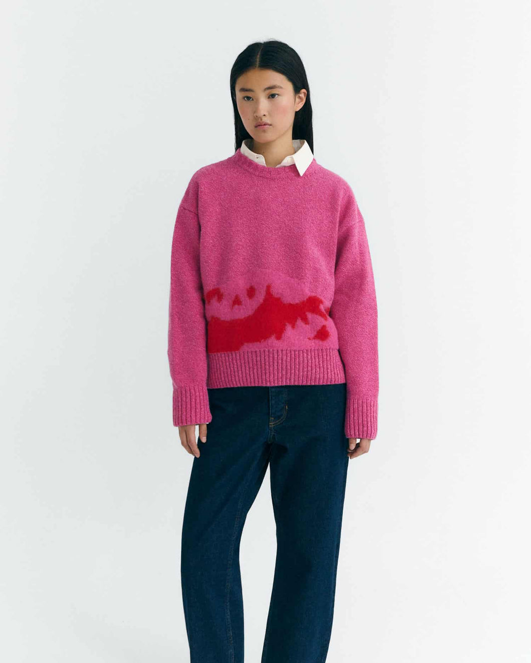 Pull en maille et mohair - Pink petra knit sweater