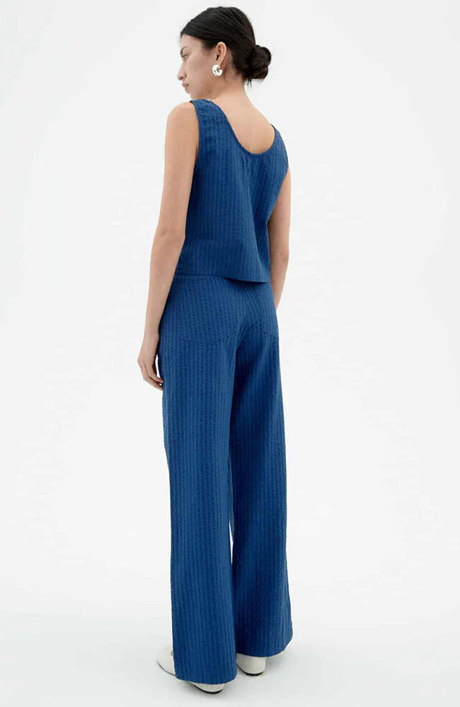 Pantalon en seersucker - Manolita cobalt
