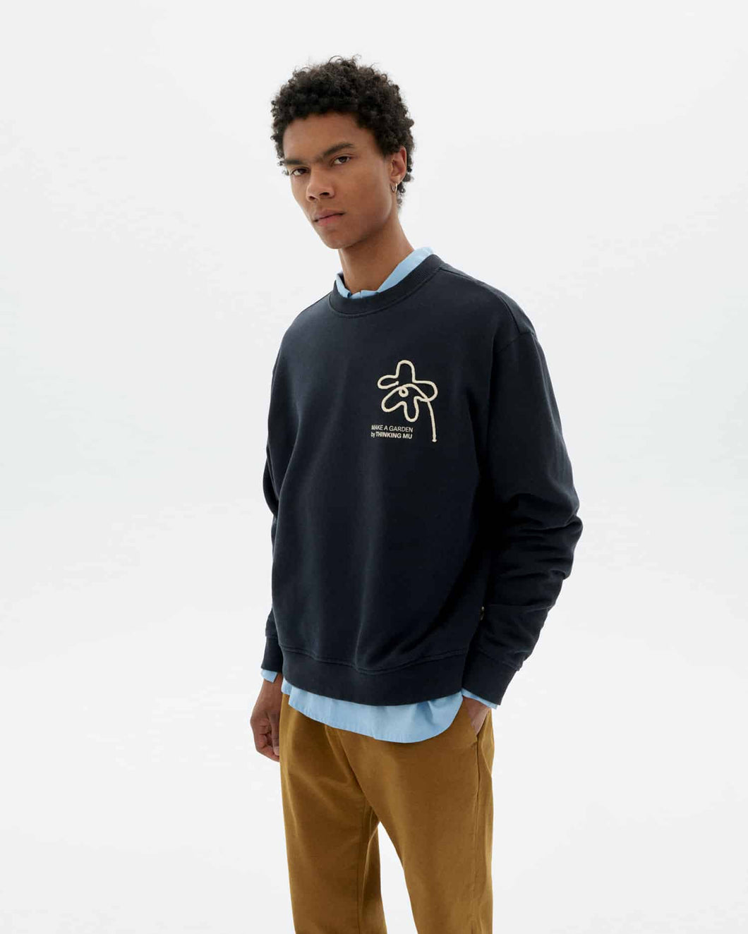 Sweat brodé à fleur - Flower rope navy leon sweatshirt
