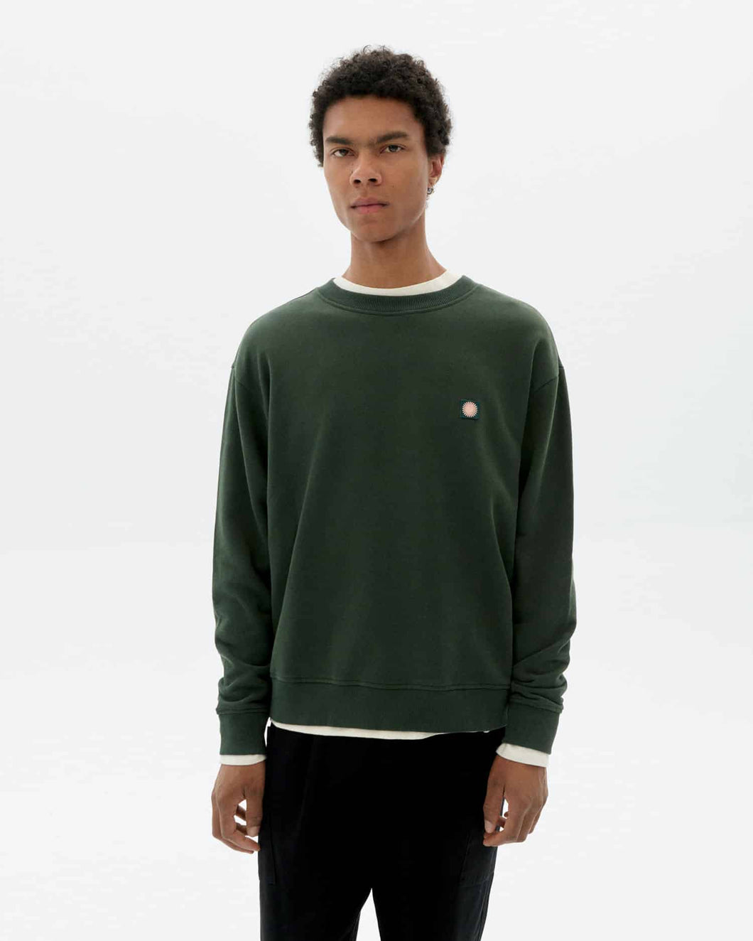 Sweat vert avec soleil au dos - Sol contrast bottle green leon sweatshirt