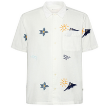 Charger l&#39;image dans la galerie, Chemise à la coupe droite avec broderies estivales - Egret
